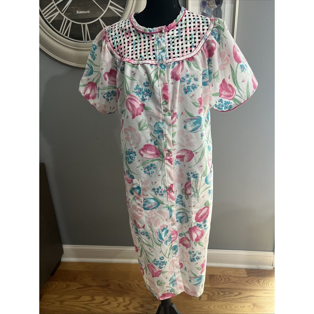 Vintage Colourful Smart Time House Coat Large Floral Mumu